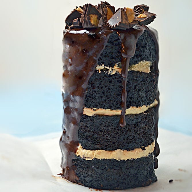 Dark Chocolate Peanut Butter Can Cake