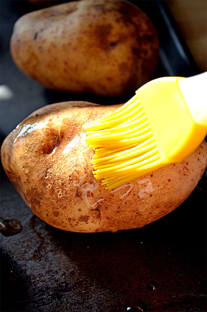 Brushing the Oil on the Potatoes