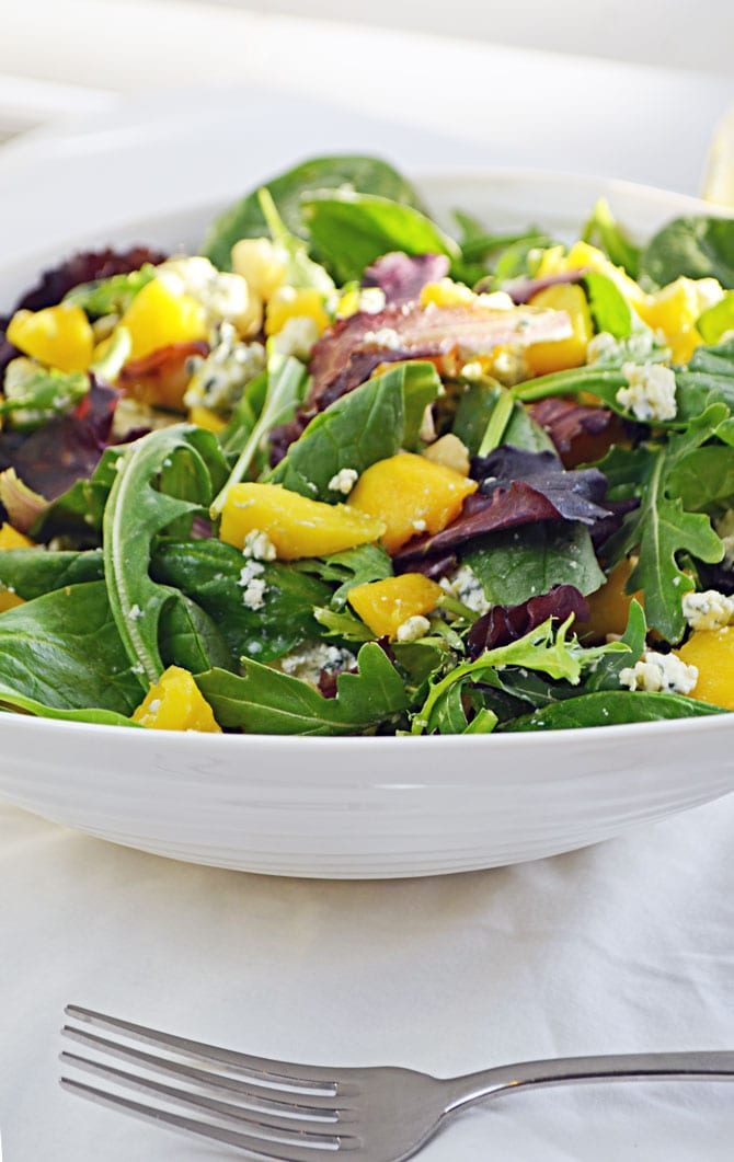 Mango and Blue Cheese Salad with Honey Citrus Dressing