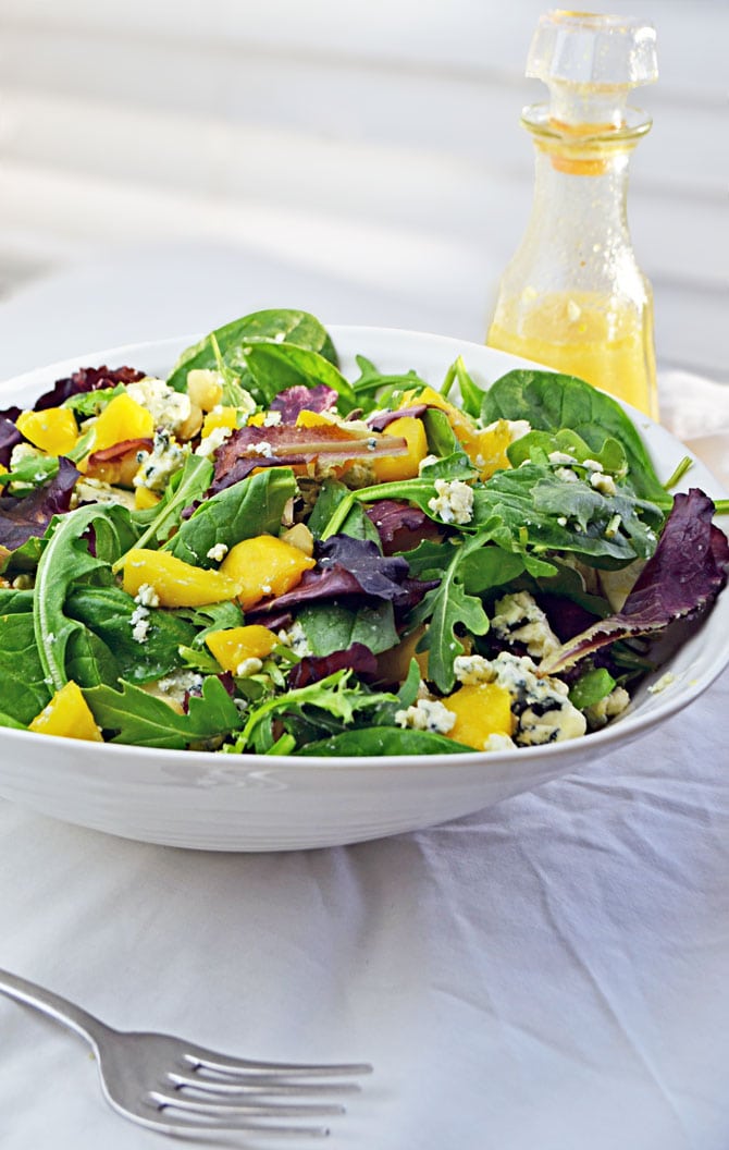Mango and Blue Cheese Salad with Honey Citrus Dressing