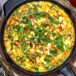 Feta, Red Pepper, and Herb Frittata - Host The Toast