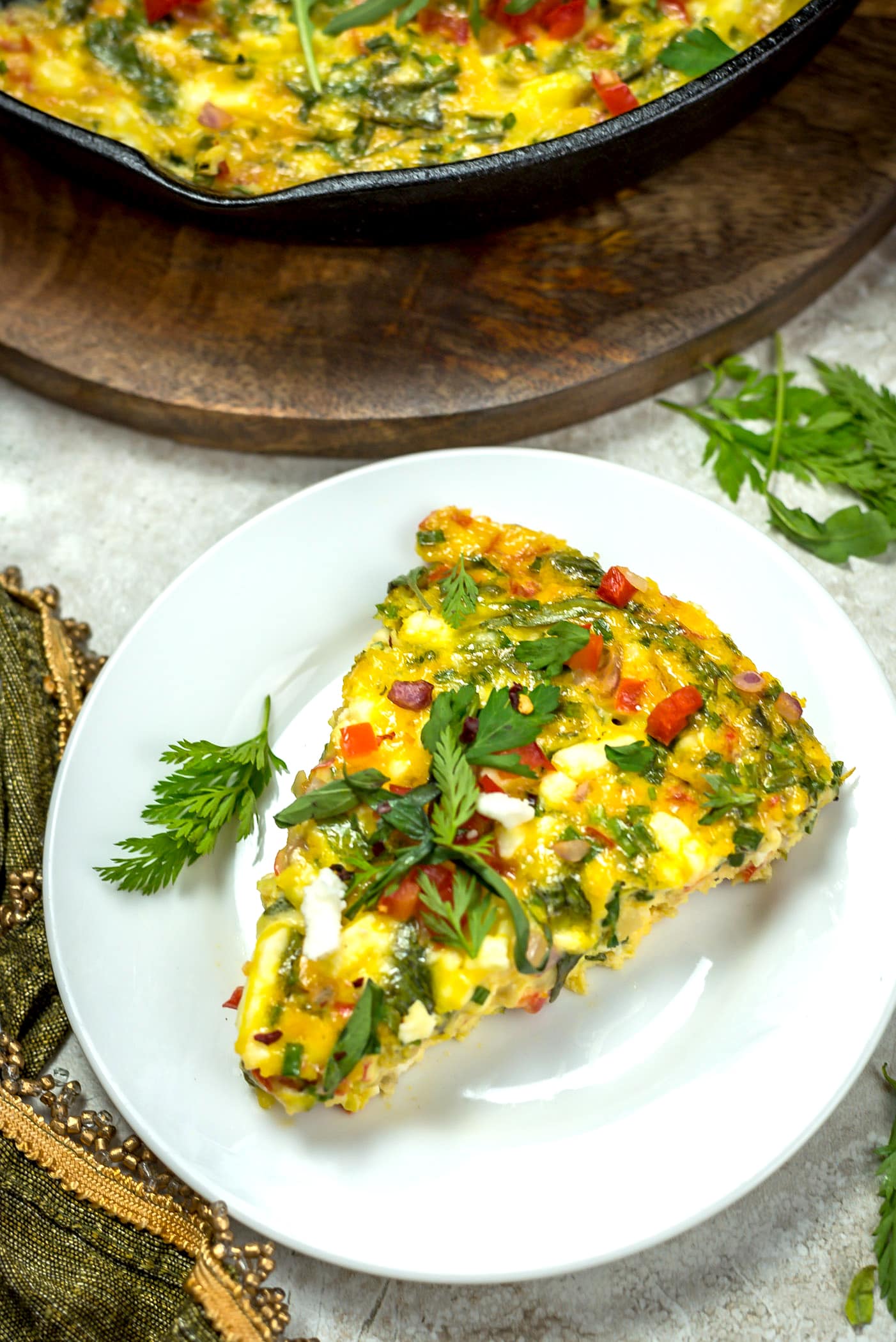 Feta, Red Pepper, and Herb Frittata. This eggy recipe makes a wonderful and easy breakfast-in-bed meal for Mother's Day, a great addition to Easter brunch, and an impressive entertaining option that requires only a few minutes to throw together! | hostthetoast.com