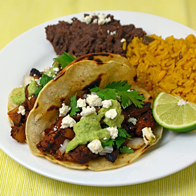 Tacos Al Pastor-- the tastiest tacos ever made.