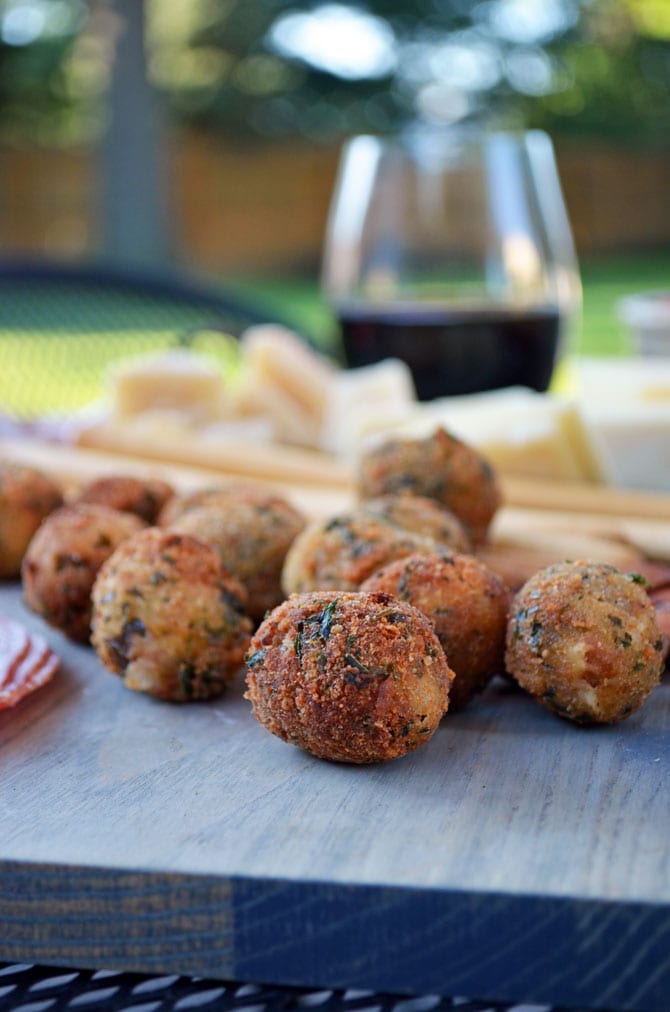 Fried Olives Stuffed with Italian Sausage and Goat Cheese
