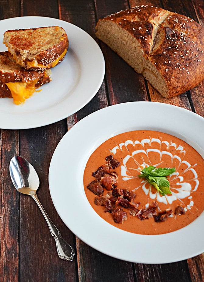 This Tomato Bacon Bisque is the perfect homemade soup to keep you warm and happy!