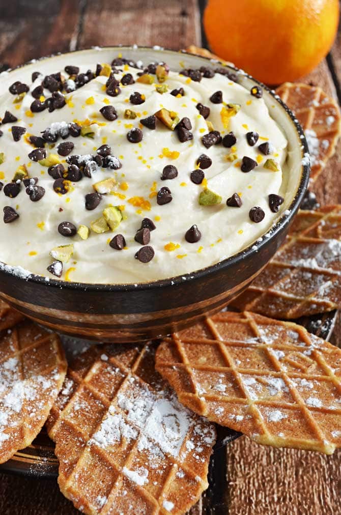 Cannoli Dip! This guilt free recipe is delicious and NO ONE can believe that it's lightened up!
