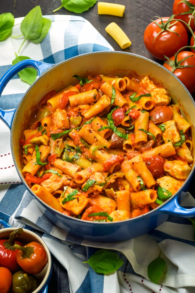 One Pot Spicy Chicken Riggies