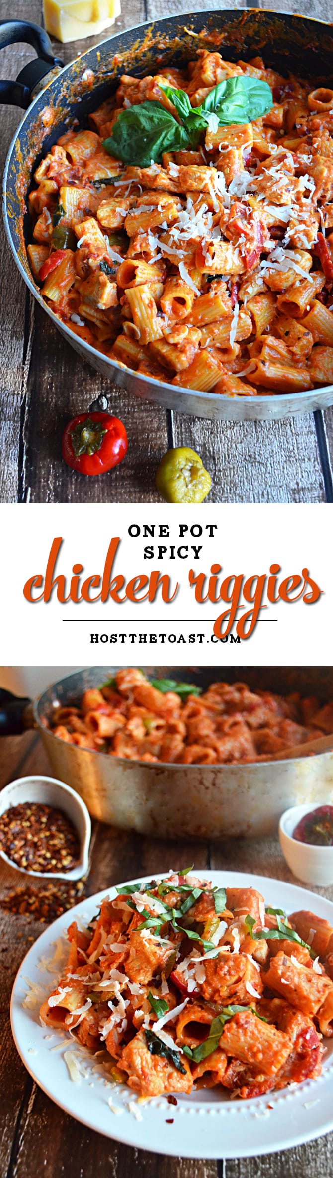 One Pot Spicy Chicken Riggies. That's right, this delicious meal is made in just one pot, from cooking the chicken to making the sauce, to boiling the pasta! And you won't believe how insanely delicious it turns out. One of my favorite recipes of all time.