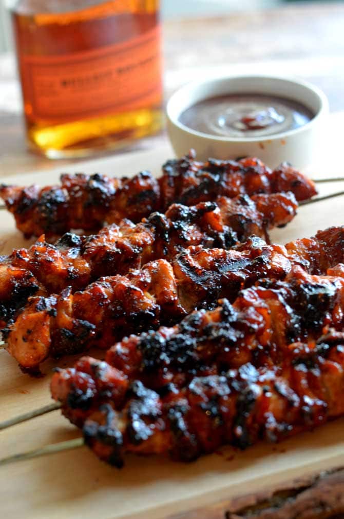 Grilled Chicken Tenders with Bourbon BBQ Sauce - Hey Grill, Hey