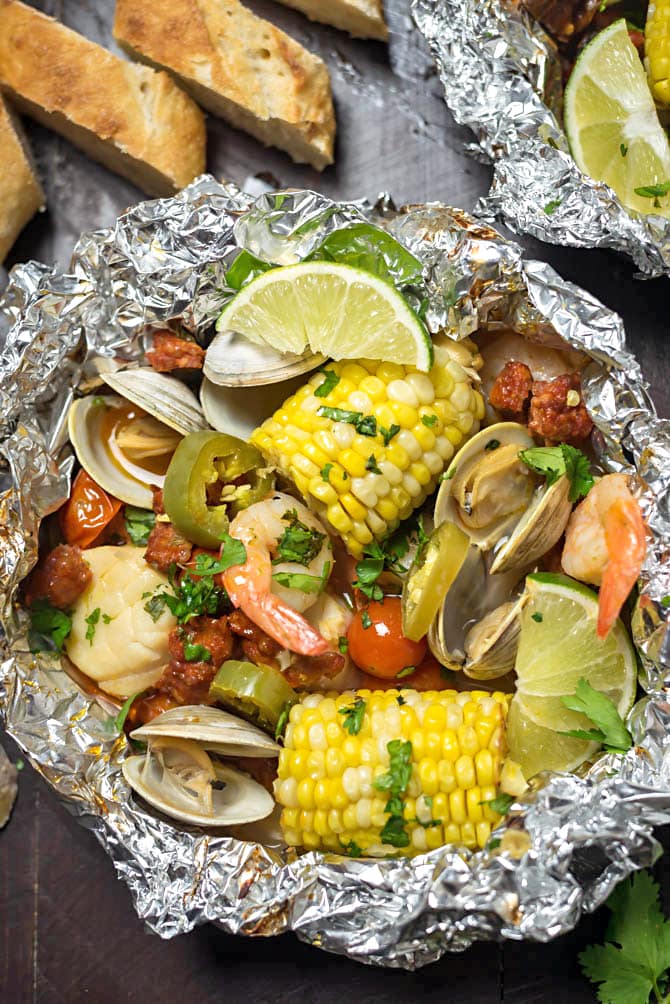 Cilantro-Garlic-Lime Seafood Packets - Host The Toast