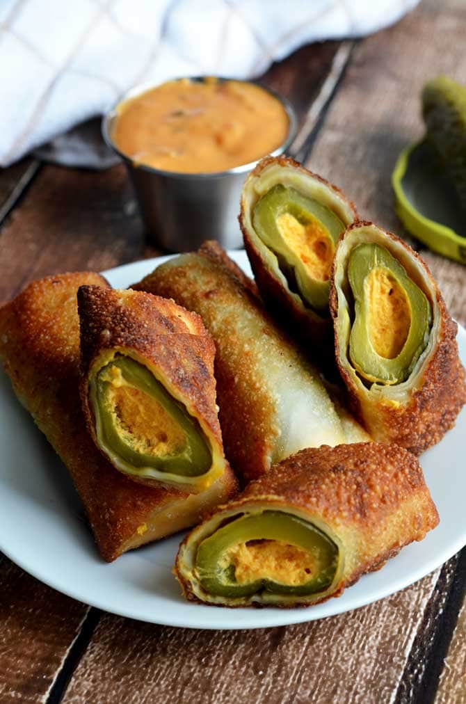 Fried Pickle Poppers.  These cheese-stuffed fried pickles are way easier to make than the typical deep-fried pickle chips, and they're even tastier!  The Chipotle Mayo Dip brings them over the top, but they're a great appetizer even without it! | hostthetoast.com 