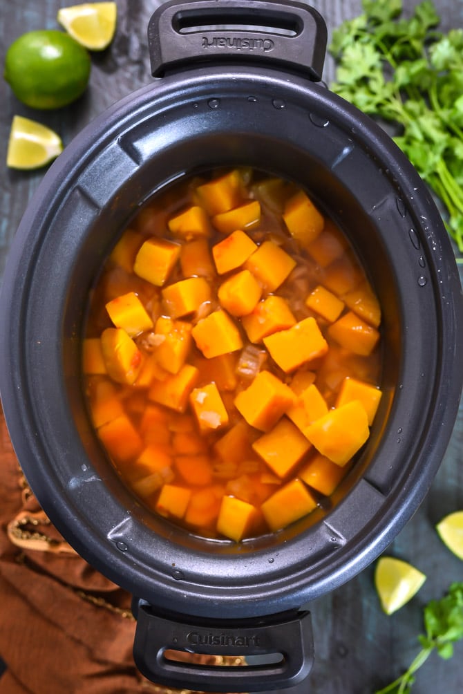 Thai Coconut Curry Butternut Squash Soup. Whether you make it in the slow cooker or on the stove top, you're going to love this flavorful, comforting, delicious fall soup. Dairy free, vegan-friendly, gluten free. | hostthetoast.com