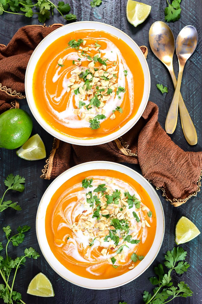 Thai Pumpkin Soup with Coconut Milk {vegan} - Oh My Veggies