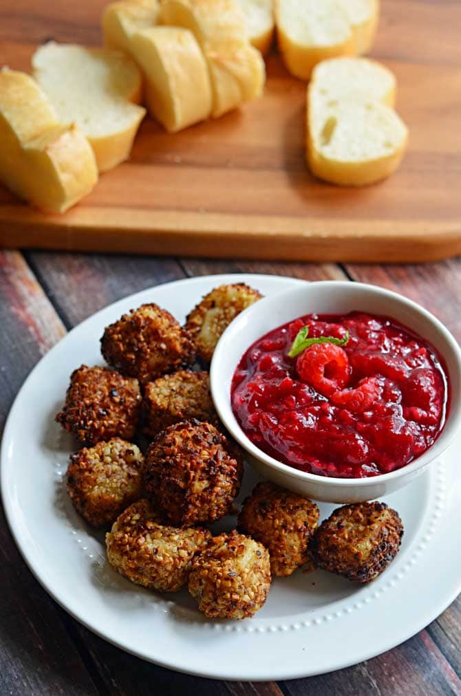 Nut-Crusted Fried Brie Bites.  This cheesy appetizer is perfect for your Thanksgiving or Christmas feast! | hostthetoast.com