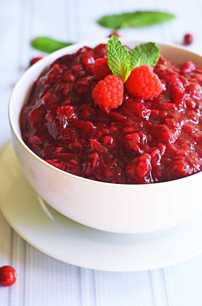 Raspberry Cranberry Sauce.  Easy to make and so tasty for Thanksgiving, Christmas, or just because.  | hostthetoast.com