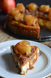 Salted Caramel Apple Cheesecake with Apple Roses - Host The Toast