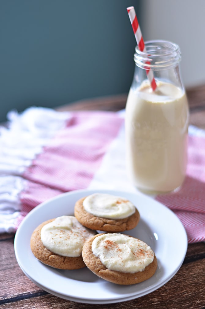 Soft & Chewy Ginger Cookies with Eggnog Frosting.  The perfect Christmas cookie to warm your heart this winter!  | hostthetoast.com