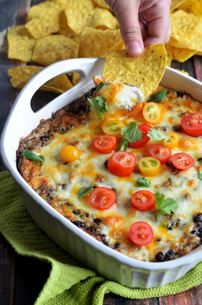 Cheesy Fiesta Black Bean Spinach Dip. This dip is bound to be a new ...