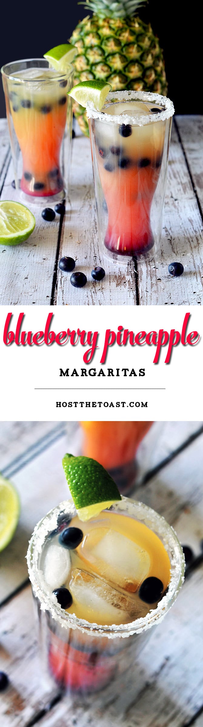 Blueberry Pineapple Margaritas. A great, fruit-flavored cocktail that's perfect for girls' nights or Cinco de Mayo! | hostthetoast.com