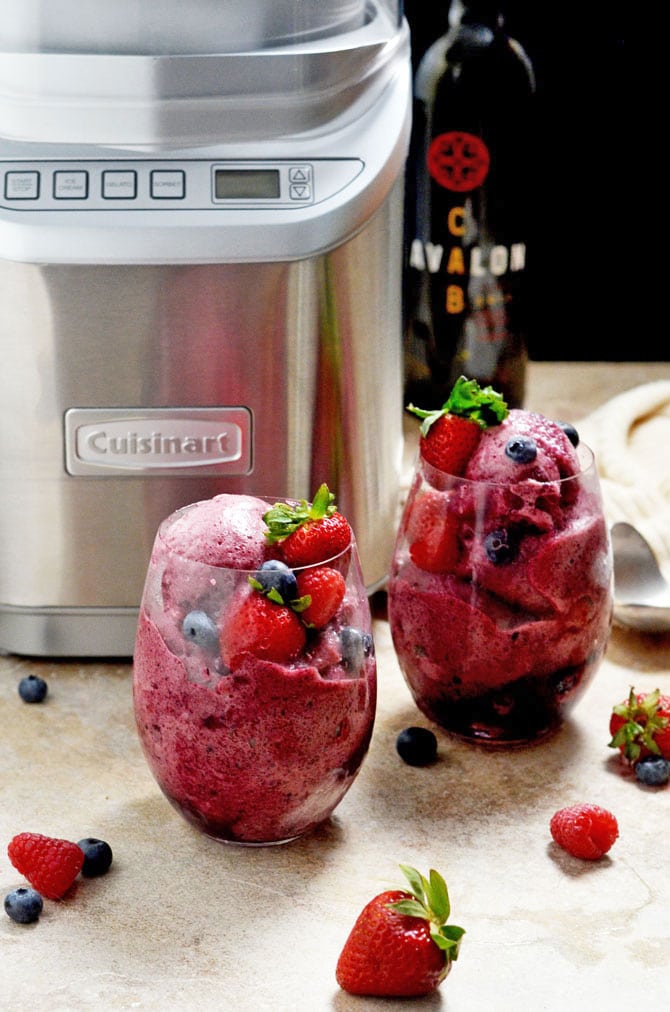  Sangria Sorbet! This boozy summer treat packs a punch! Imagine soaking up the sun with a glass of this stuff... perfect, right? | hostthetoast
