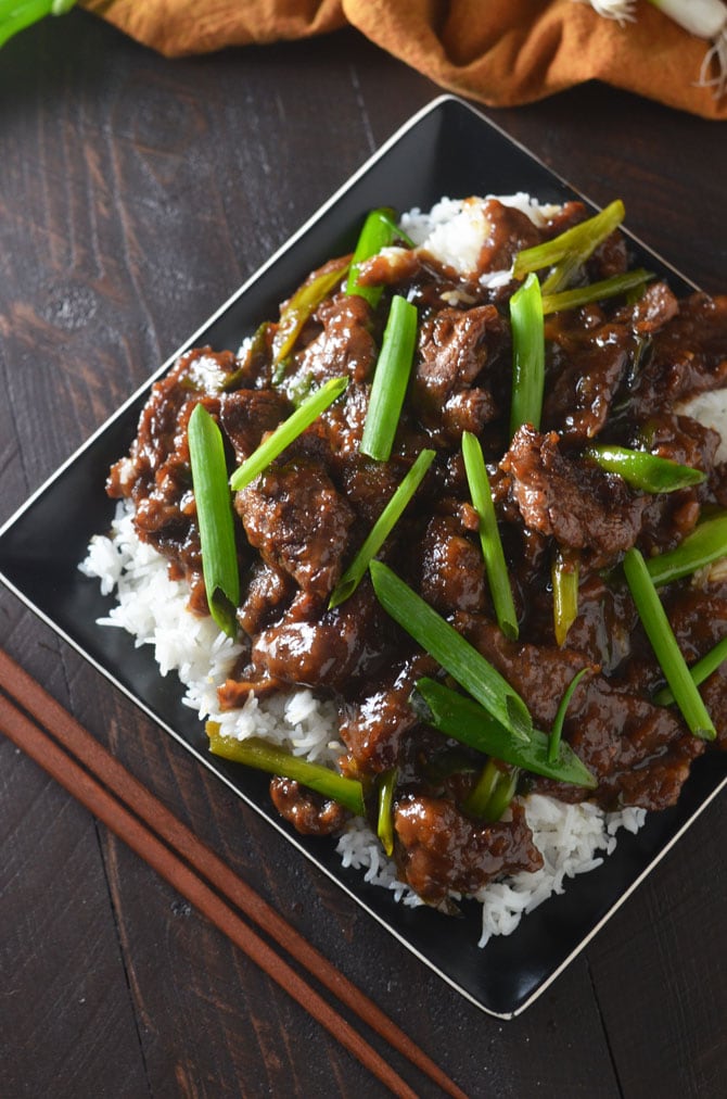 Mongolian Beef! Make the takeout dish at home with this easy, lighter, and tasty recipe! | hostthetoast.com