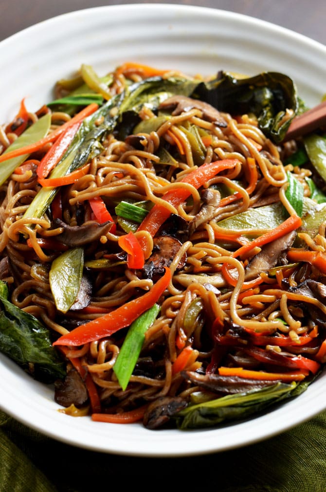 Loaded Vegetable Lo Mein. This healthier version of the takeout favorite is chock full of vitamins and dietary fiber, and is absolutely delicious! Plus, it takes less than 30 minutes to make! | hostthetoast.com