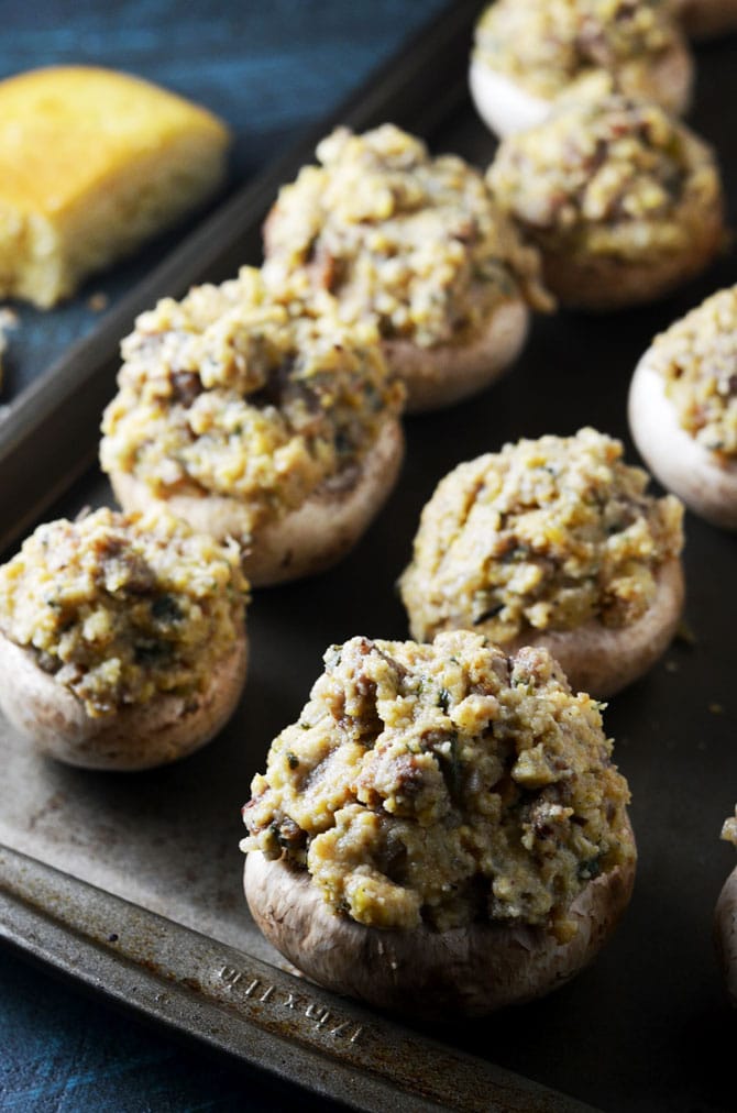 Thanksgiving Leftovers: Cornbread Stuffing Stuffed Mushrooms - Oyster Dressing Stuffed Mushrooms ...