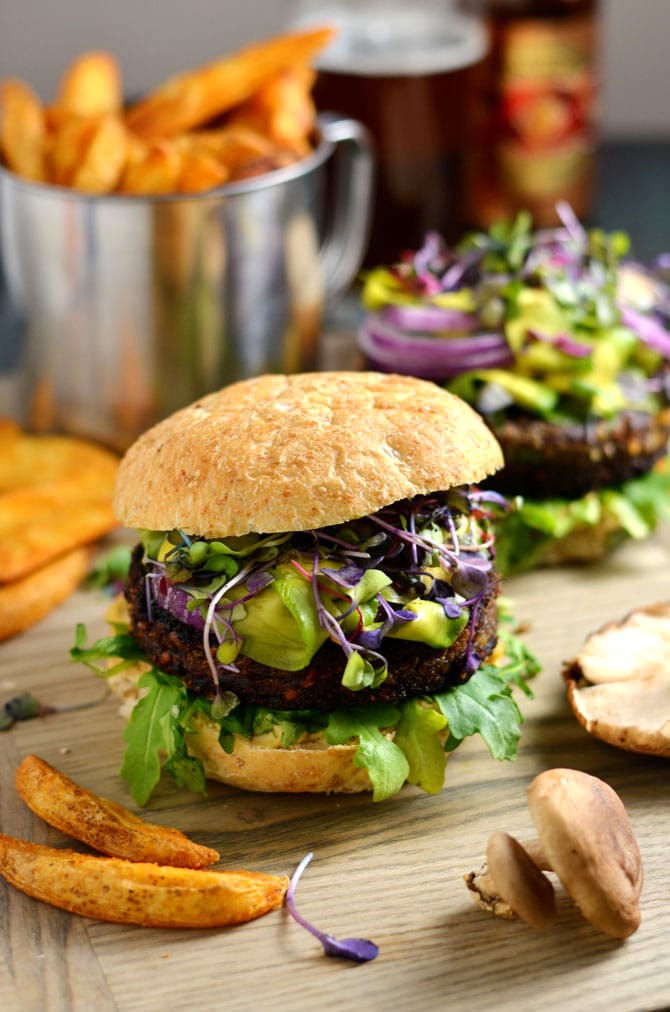 Umami Bomb Mushroom Burgers. Veggie burgers never tasted this good. These burgers are packed with mushrooms, barley, and some special ingredients that make them super savory but still vegetarian friendly. | hostthetoast.com