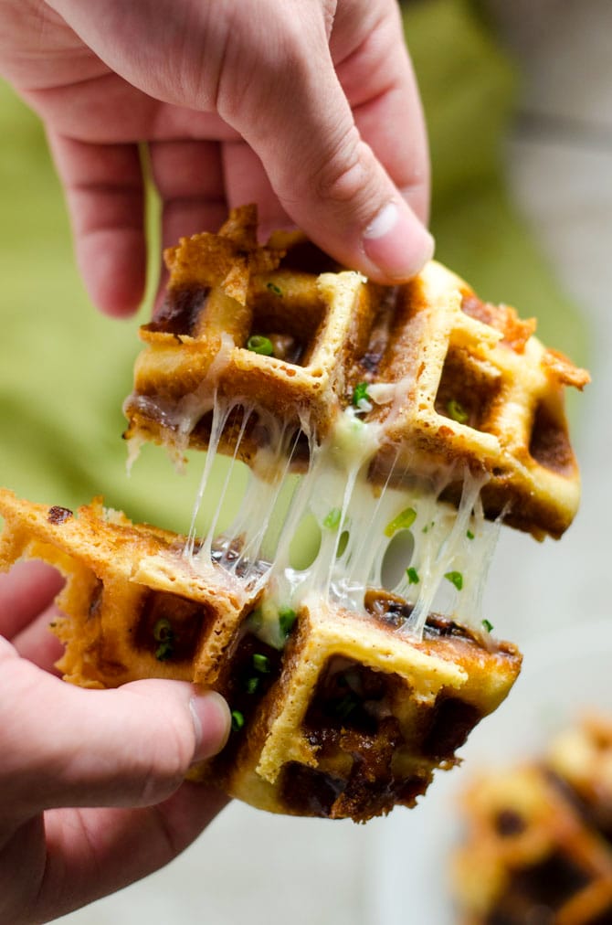 Waffled French Onion Soup. Savory puff pastry pockets, stuffed with gruyere cheese and caramelized onions, topped with an oniony beef gravy. | hostthetoast.com