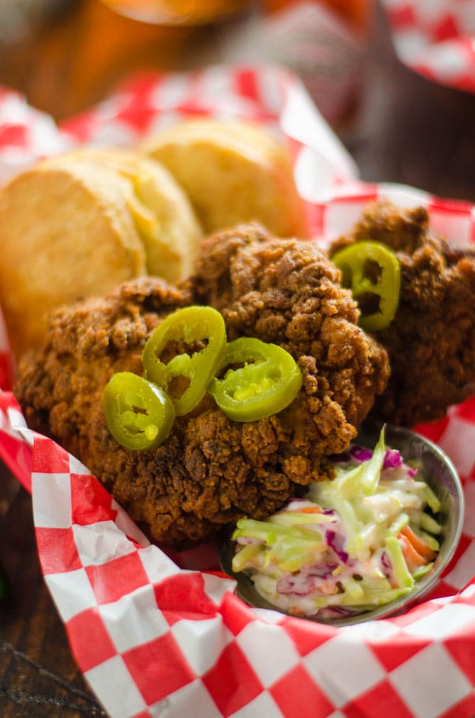 Jalapeño Buttermilk Ranch Fried Chicken. Slightly spicy, super crispy, extremely moist and juicy, incredibly delicious, and surprisingly easy to make. | hostthetoast.com