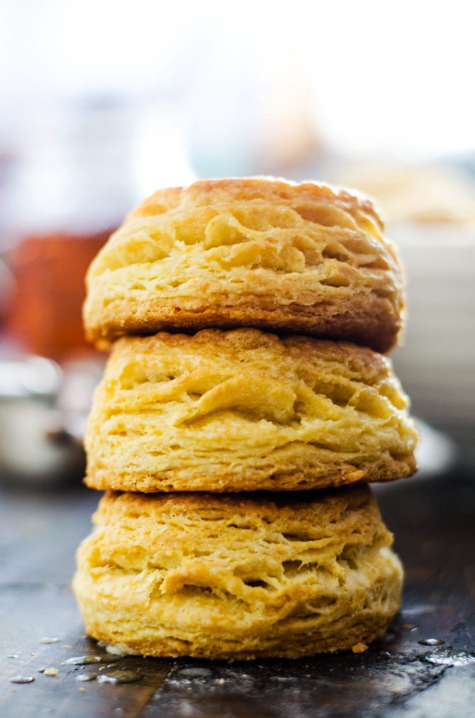 Ultra Flaky Buttermilk Biscuits. These golden, flaky, layer-packed biscuits are a must for breakfast, lunch, and dinner. Plus you can make them ahead and freeze before baking so you can have beautiful biscuits any time you crave them. | hostthetoast.com