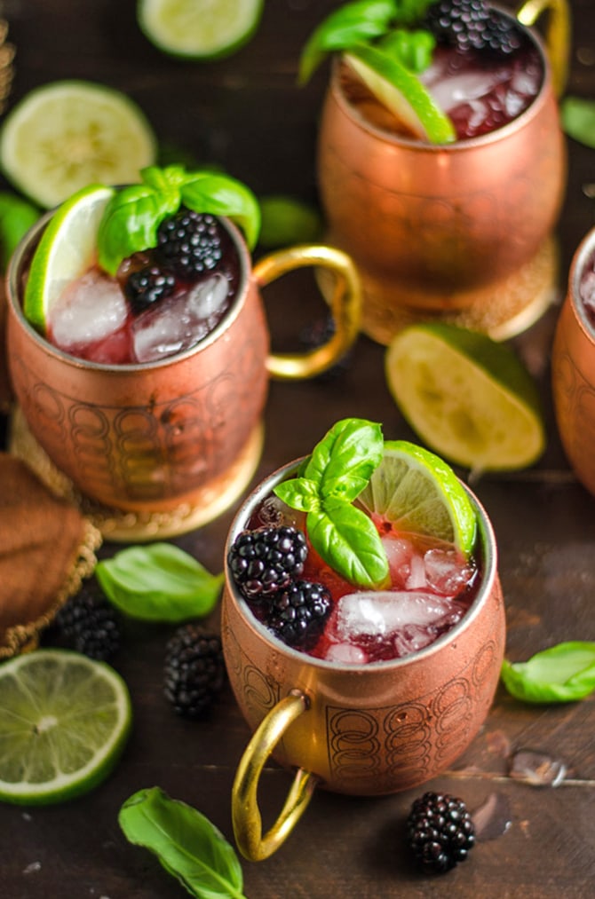 Blackberry Basil Moscow Mules. If you're a Moscow Mule fan, you're going to love this vibrant, simple spin on the popular cocktail! | hostthetoast.com