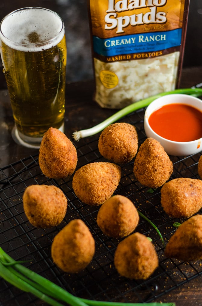 Buffalo Chicken & Ranch Potato Croquettes. These game day appetizers pack all of your favorite flavors into little grabbable packages. | hostthetoast.com