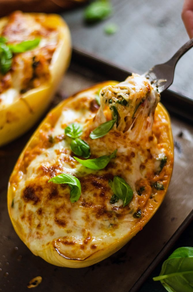 Cheesy Tuscan Spaghetti Squash - Host The Toast