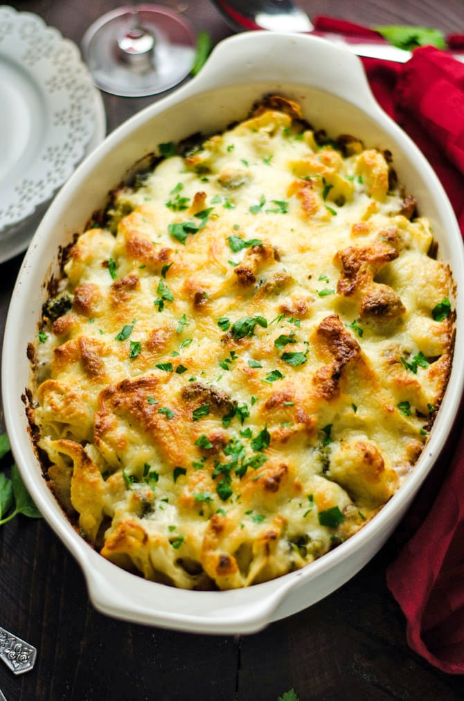 30 Minute Chicken Broccoli Tortellini Alfredo Bake Host The Toast