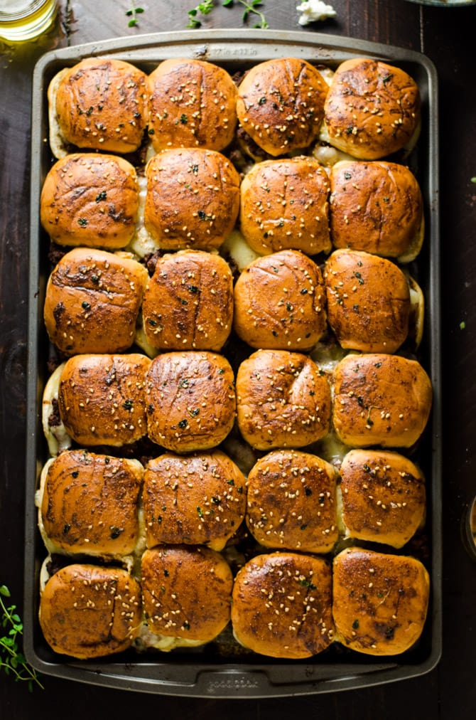 French Onion Beef Sliders For A Crowd. This is one appetizer recipe you don't want to skip. Serve it for the Super Bowl and watch how quickly these little sandwiches disappear. | hostthetoast.com