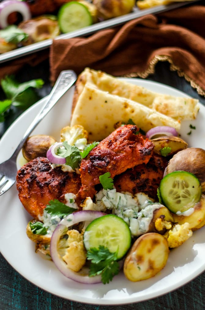 Sheet Pan Tandoori Chicken and Vegetables. This Indian-inspired recipe creates a full, delicious dinner with very little effort. | hostthetoast.com