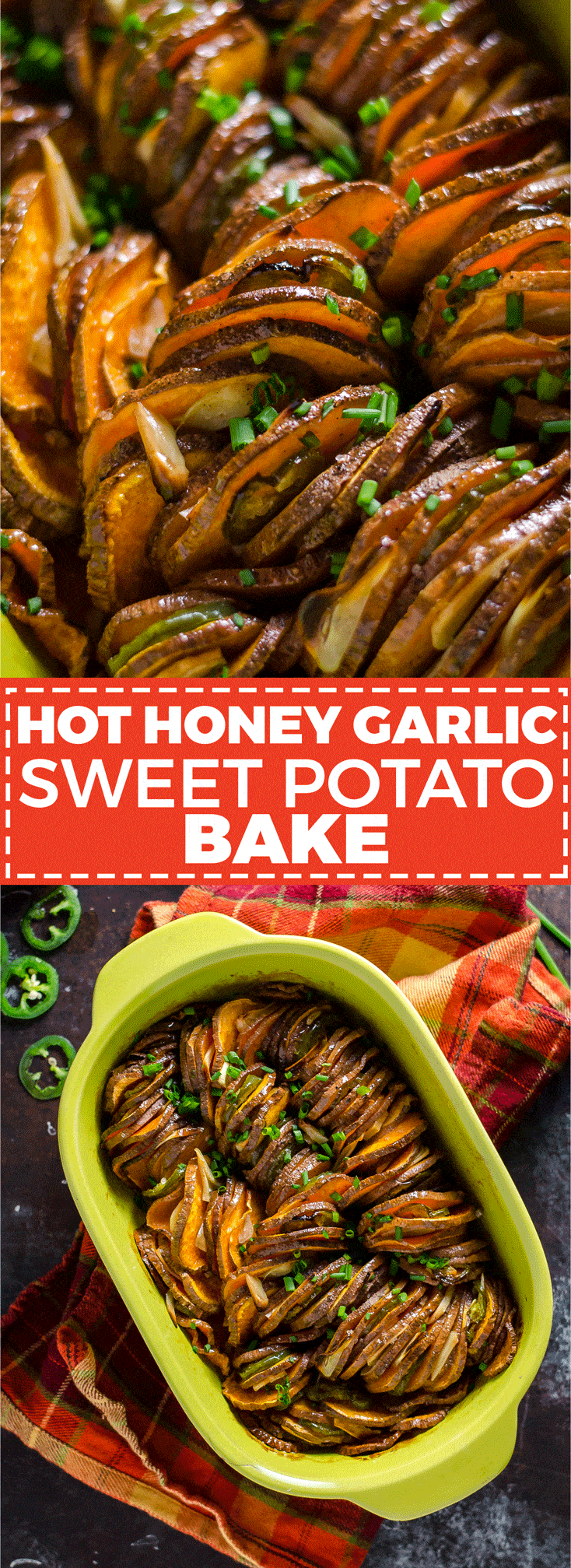 Hot Honey Garlic Sweet Potato Bake. Jalapenos, garlic, honey, and butter flavor this delicious and simple-to-make side dish. | hostthetoast.com