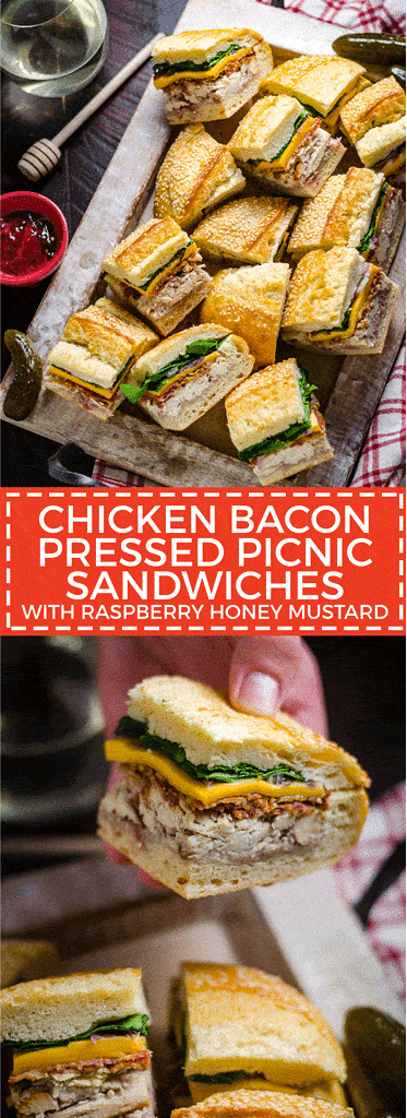 Chicken Bacon Pressed Picnic Sandwiches with Raspberry Honey Mustard ...