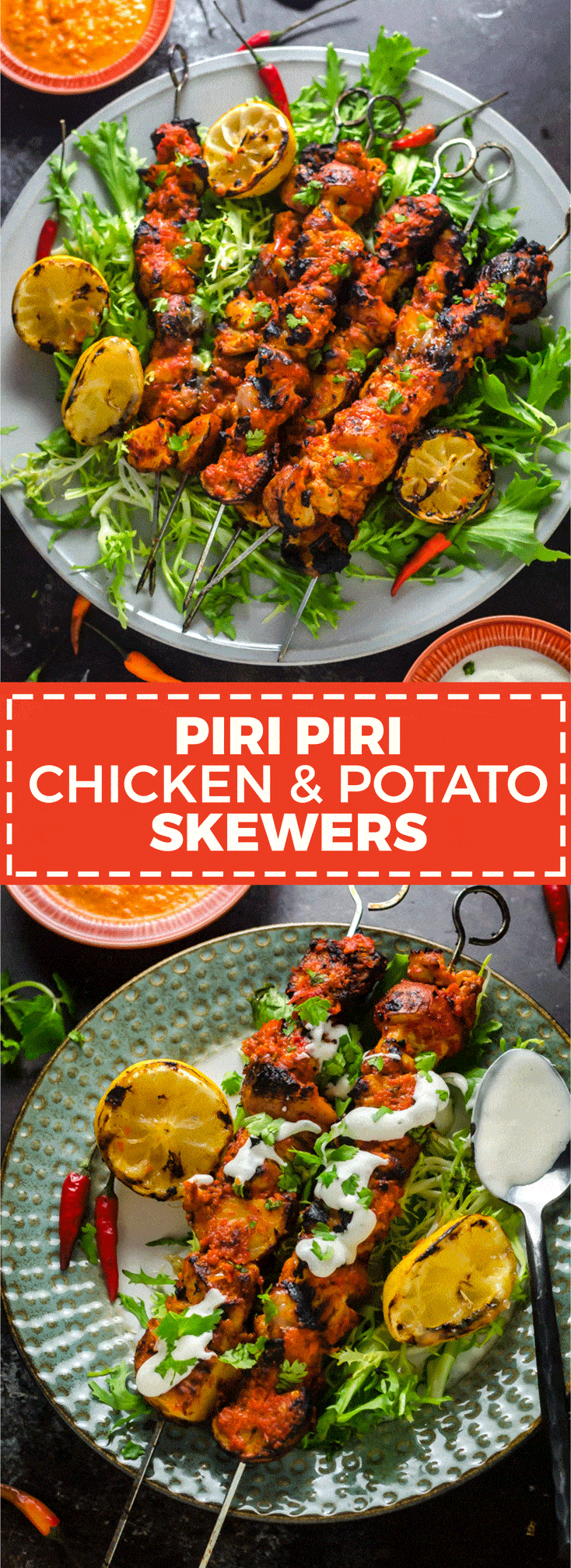 Piri Piri Chicken and Potato Skewers. This Portuguese and African inspired dish is spicy, smoky, tangy, and tender. It'll be a hit during grilling season. | hostthetoast.com