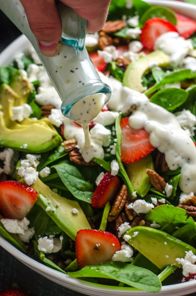 Strawberry Pecan Spinach Salad with Greek Yogurt Poppyseed Dressing-40 ...
