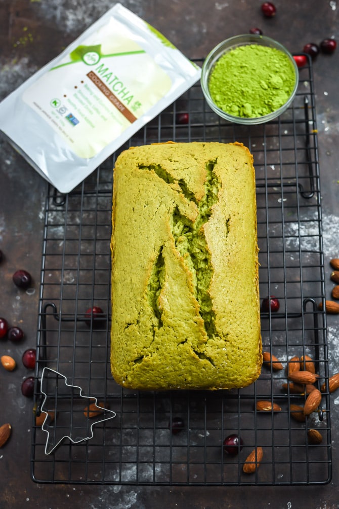 Amaretto-Matcha Christmas Surprise Cake. Cut into this sweet pound cake and reveal a Christmas tree surprise! | hostthetoast.com