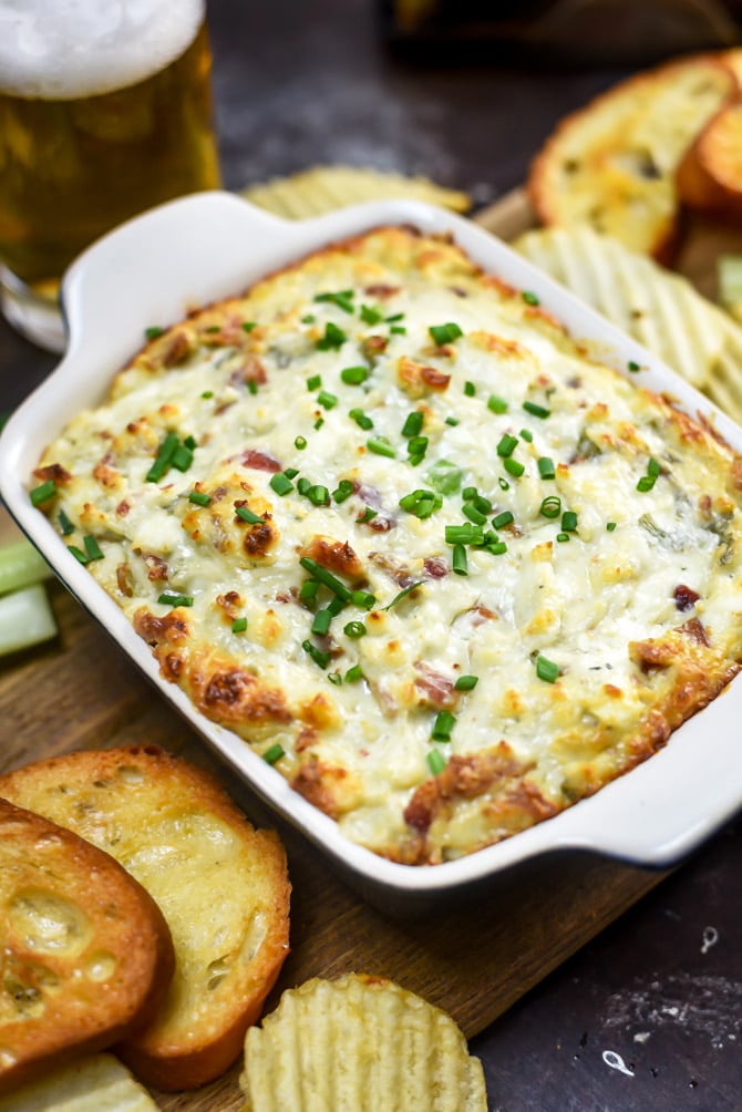 Baked Bacon Blue Cheese Dip. This tangy, creamy, rich, and savory dip requires only 6 ingredients for a warm and cheesy addition to your appetizer spread. | hostthetoast.com