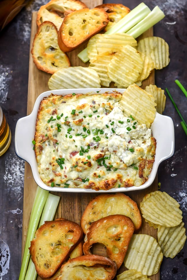 Baked Bacon Blue Cheese Dip. This tangy, creamy, rich, and savory dip requires only 6 ingredients for a warm and cheesy addition to your appetizer spread. | hostthetoast.com
