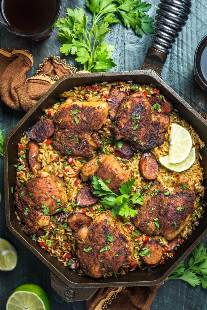 One Pot Cajun Chicken and Rice. This delicious one pot dinner features tender seasoned Cajun chicken, andouille sausage, and flavorful rice, and it takes less than an hour to make from start to finish. | hostthetoast.com