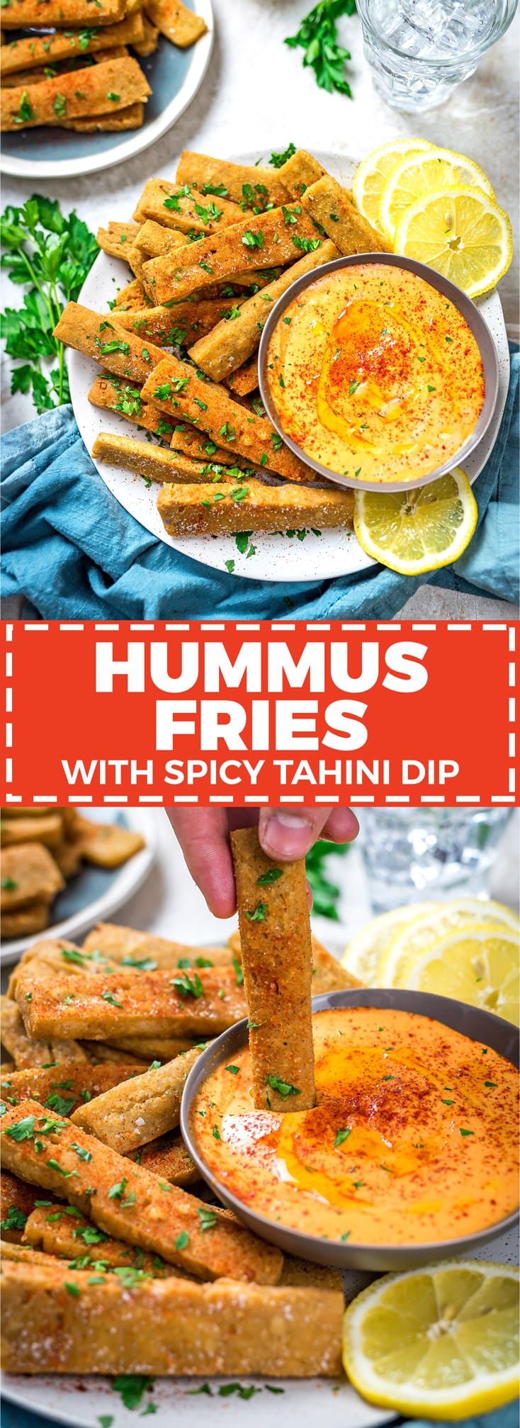 Hummus Fries with Spicy Tahini Dip. These fritters are made with chickpea flour and tahini for a crisp-exteriored snack with a custardy, hummus-like center. | hostthetoast.com