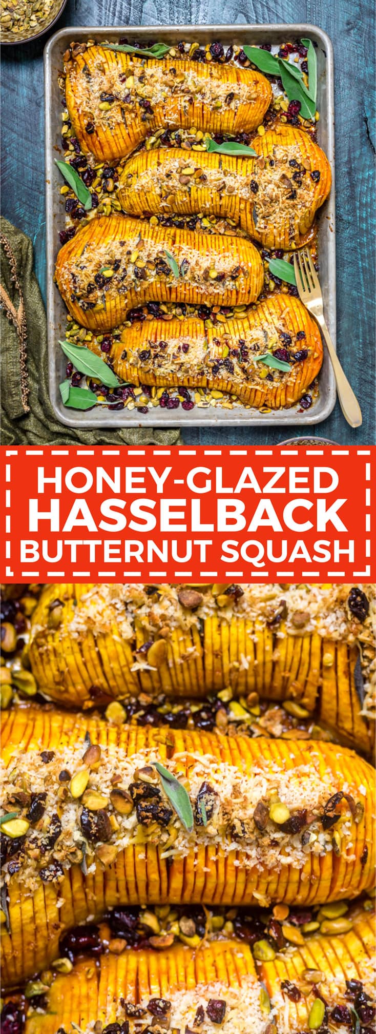 Honey-Glazed Hasselback Butternut Squash With Parmesan Breadcrumbs. This fall and winter dish has it all: thin crisp slices, tender flesh, a sweet and garlicky glaze, and crunchy pistachio and parmesan breadcrumb topping. | hostthetoast.com