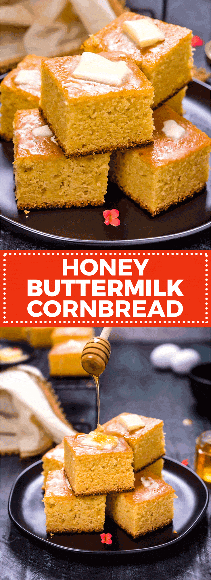Honey Buttermilk Cornbread. This tender and sweet cornbread makes the perfect side for a summer BBQ or Thanksgiving dinner. | hostthetoast.com