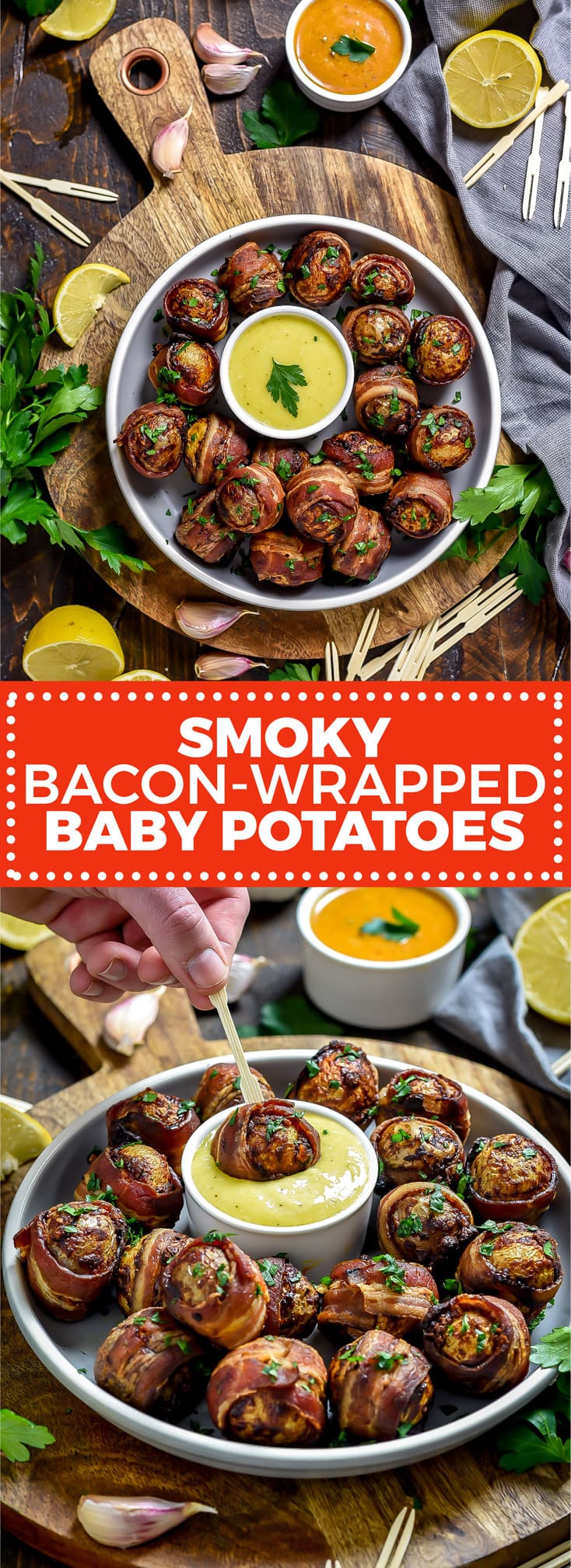 Tender and fluffy on the inside with crisp bacon and a smoky seasoning mix on the outside, Smoky Bacon-Wrapped Baby Potatoes as easy to make as they are to devour. While this recipe technically feeds six, you’ll find these addictive one-bite-wonders are best-served in bulk. | hostthetoast.com