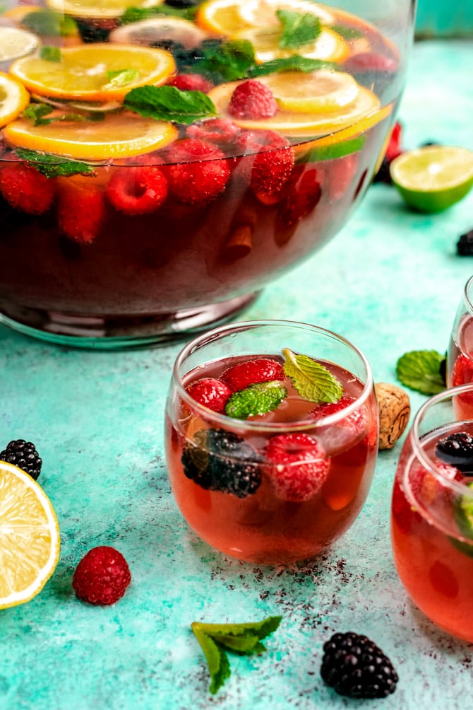 Champagne Punch with Berries - Dinner at the Zoo
